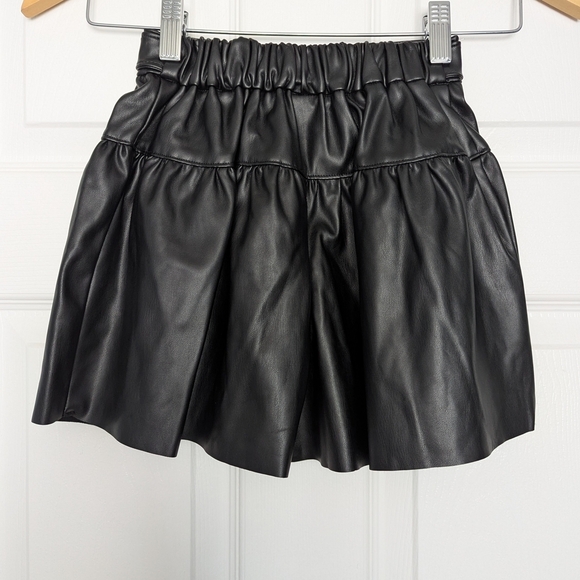Mayoral Girls (Size 7) Black Faux-Leather Shorts - Picture 3 of 6